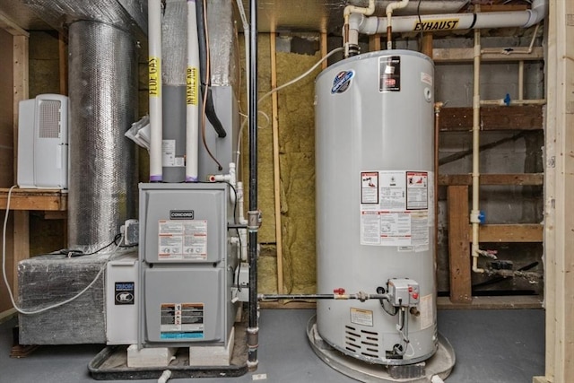 utility room with water heater