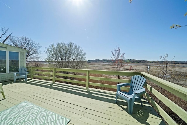 deck featuring a rural view