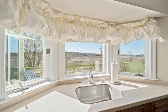 interior space featuring a sink and plenty of natural light