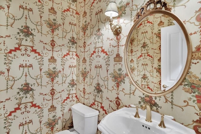 3 Aaron Rd, Lexington, MA 02421 - half bathroom featuring toilet and wallpapered walls