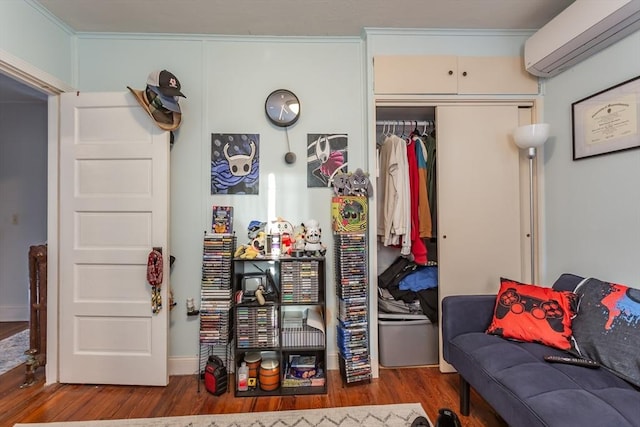 closet with a wall mounted air conditioner