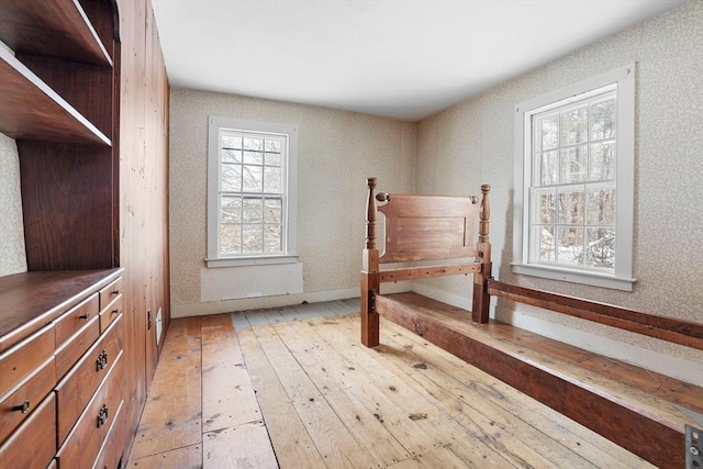 bedroom featuring light wood-type flooring