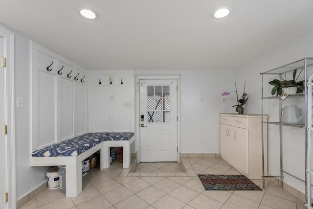 mudroom featuring light tile patterned floors