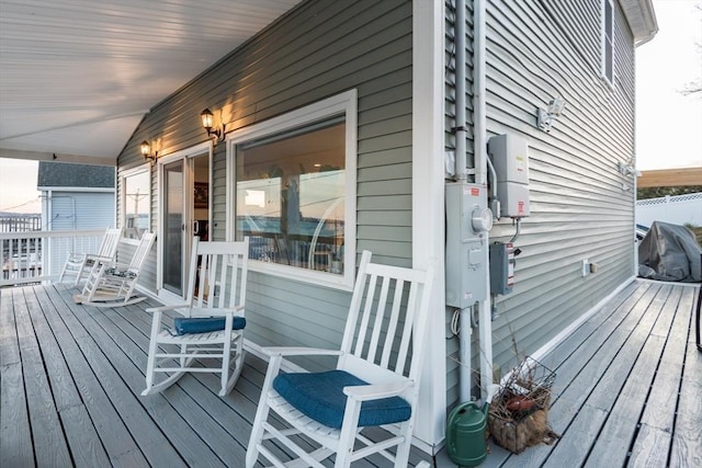 deck with covered porch