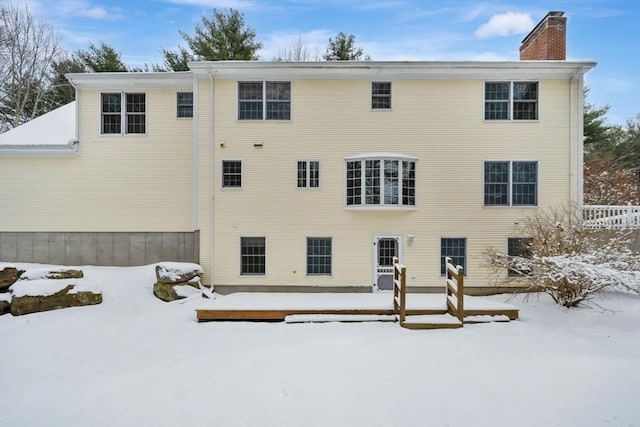 view of snow covered building