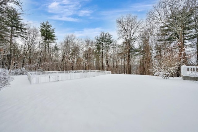 view of yard covered in snow