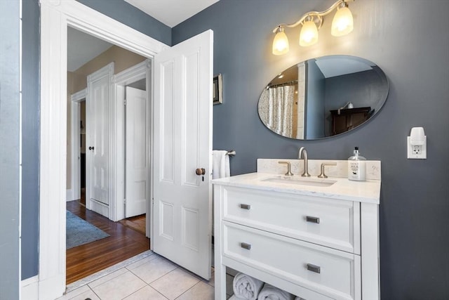 bathroom featuring vanity and tile patterned floors