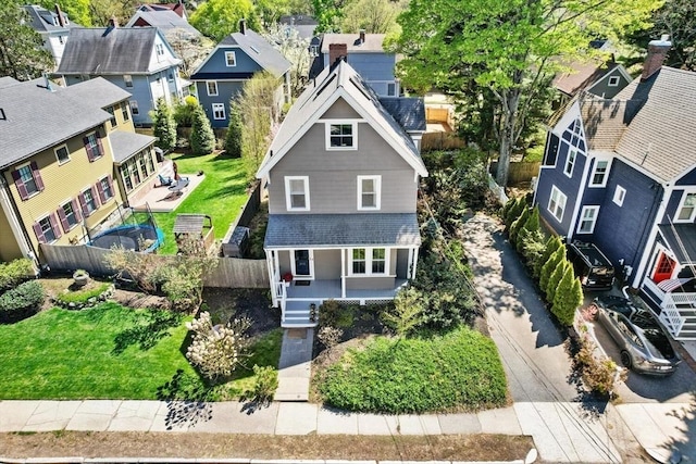 bird's eye view with a residential view