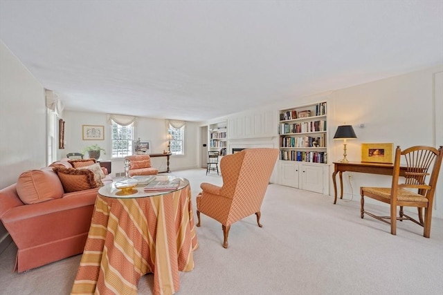 living room with light carpet