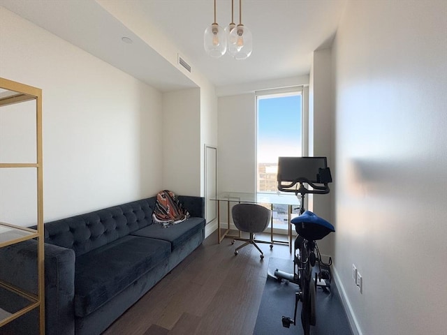 office space featuring dark hardwood / wood-style floors