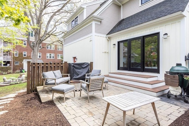 view of patio / terrace featuring entry steps