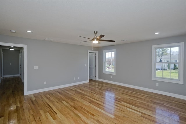 15 Fernwood Dr, East Longmeadow, MA 01028 - unfurnished room featuring baseboards, light wood-type flooring, a ceiling fan, and recessed lighting