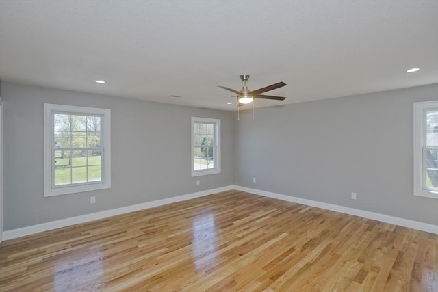 15 Fernwood Dr, East Longmeadow, MA 01028 - unfurnished room featuring light wood-style flooring, baseboards, ceiling fan, and recessed lighting