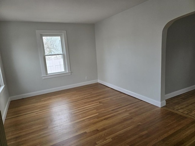 empty room featuring dark hardwood / wood-style floors