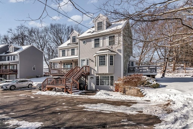 view of front facade with a deck