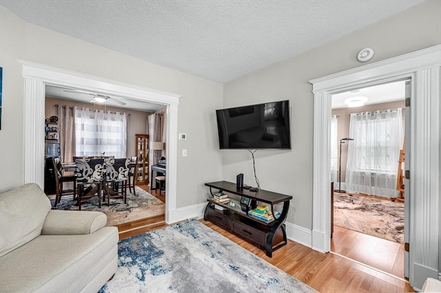 70 Riverdale St, West Springfield, MA 01089 - living area featuring wood finished floors, baseboards, and a textured ceiling