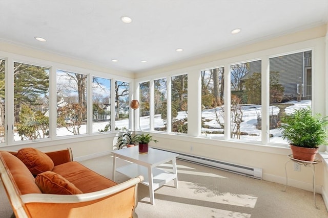 sunroom / solarium with a baseboard radiator