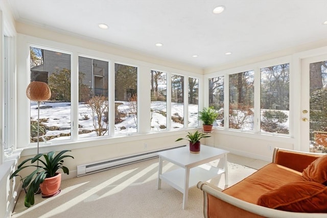 sunroom with baseboard heating