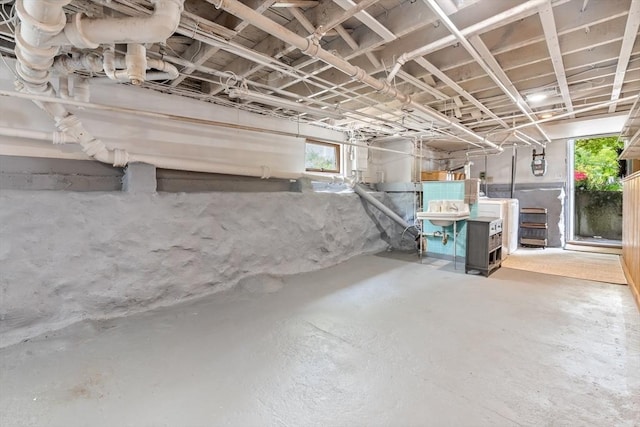 below grade area with washer / dryer