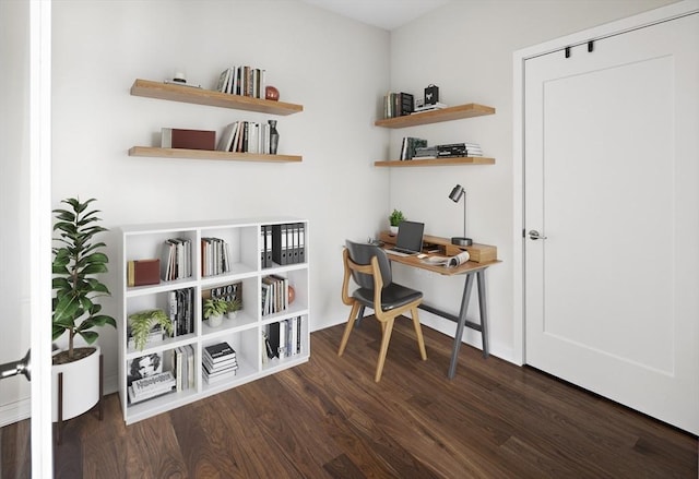 office space featuring wood finished floors