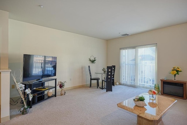 living room featuring carpet