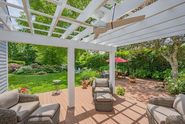 5 Putnam Ave, Barnstable, MA 02635 - deck featuring a pergola, outdoor lounge area, a yard, and outdoor dining space