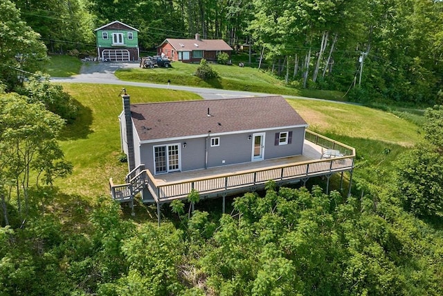 18 Coombs Hill Rd, Colrain, MA 01340 - back of property with a deck and a lawn