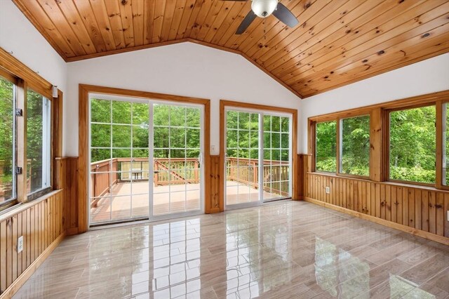 451 Lincoln St, Abington, MA 02351 - unfurnished sunroom with wainscoting, lofted ceiling, and wooden walls
