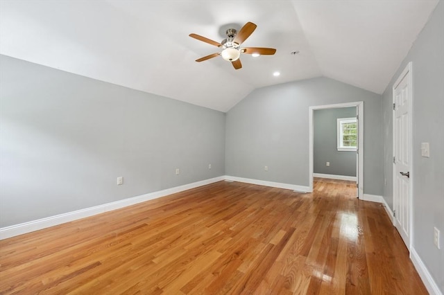 451 Lincoln St, Abington, MA 02351 - bonus room with a ceiling fan, lofted ceiling, light wood-type flooring, and baseboards