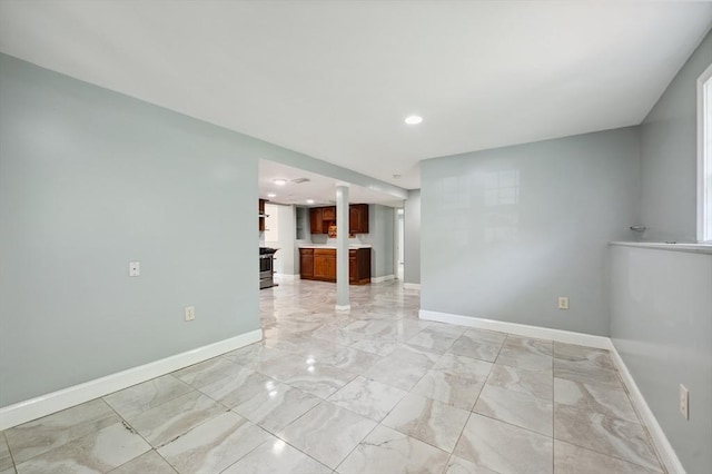 451 Lincoln St, Abington, MA 02351 - spare room featuring light marble finish floors, baseboards, and recessed lighting