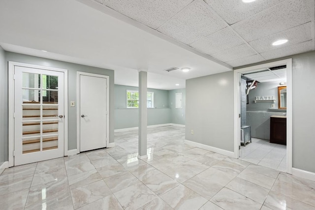 451 Lincoln St, Abington, MA 02351 - basement featuring baseboards and light marble finish floors
