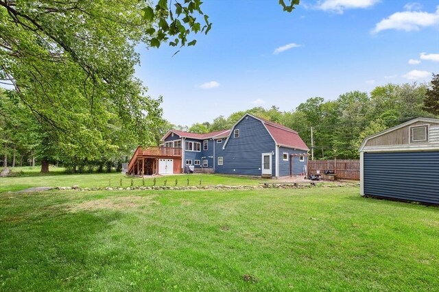 451 Lincoln St, Abington, MA 02351 - view of yard with a wooden deck and an outdoor structure