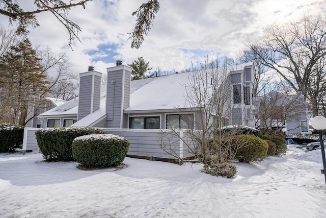 view of snow covered exterior