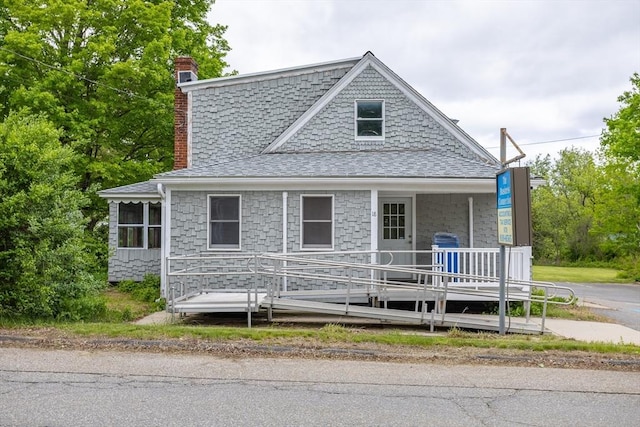 18 Main St, Templeton, MA 01468 - view of front facade with roof with shingles and a chimney