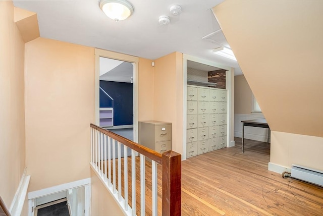 18 Main St, Templeton, MA 01468 - hallway featuring wood finished floors, an upstairs landing, and baseboard heating