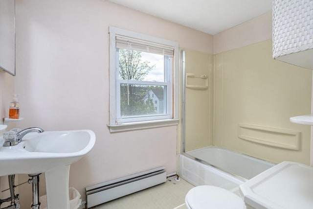 18 Main St, Templeton, MA 01468 - full bathroom with baseboard heating, washtub / shower combination, and toilet