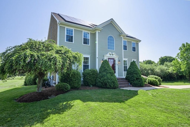 758 Council Oak Way, Dighton, MA 02715 - colonial house with roof mounted solar panels and a front yard