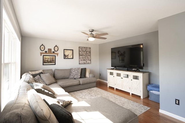 758 Council Oak Way, Dighton, MA 02715 - living area with ceiling fan and dark wood finished floors