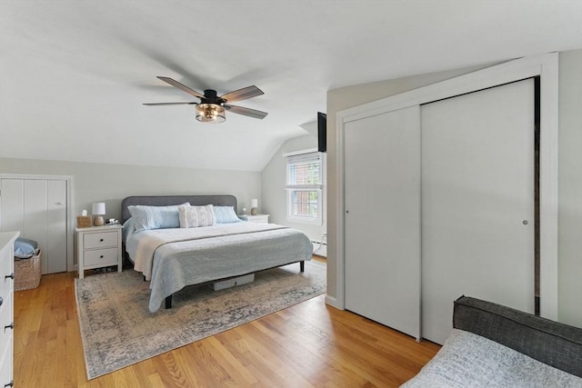 905 Stony Hill Rd, Wilbraham, MA 01095 - bedroom featuring vaulted ceiling, light wood finished floors, ceiling fan, and a baseboard heating unit
