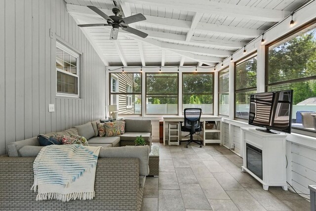 905 Stony Hill Rd, Wilbraham, MA 01095 - sunroom featuring an outdoor hangout area and ceiling fan