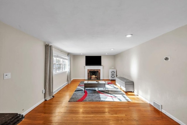 living room featuring light hardwood / wood-style floors