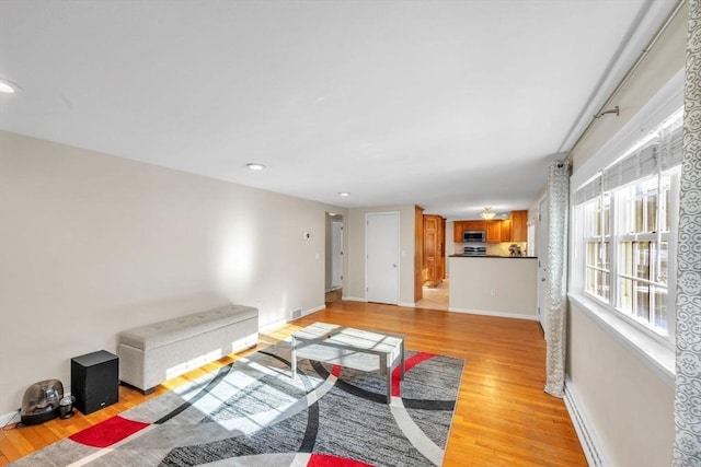 living room featuring light hardwood / wood-style flooring