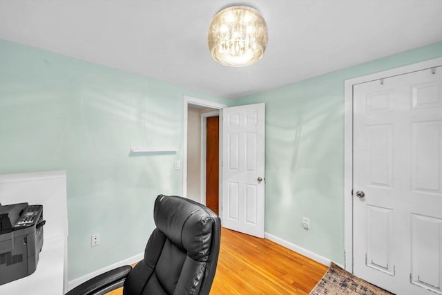 office area featuring hardwood / wood-style floors