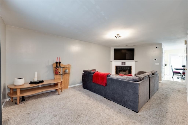 1051 Elm St Unit 8, West Springfield, MA 01089 - carpeted living area featuring a fireplace and baseboards