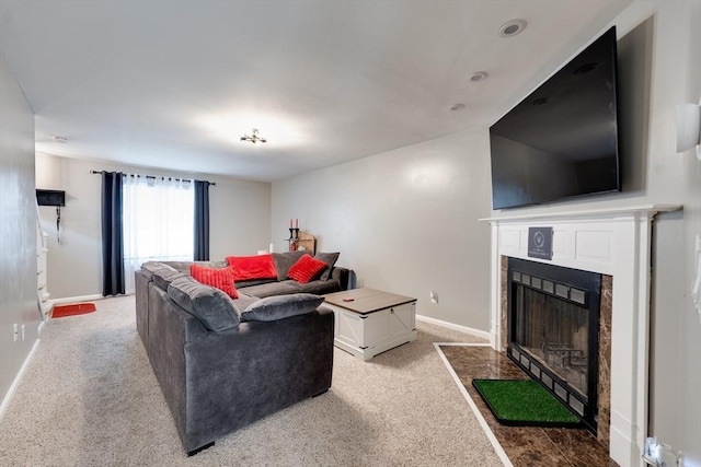 1051 Elm St Unit 8, West Springfield, MA 01089 - living area with a fireplace with flush hearth and carpet flooring