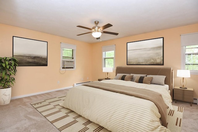 154 E Bacon St Unit B6, Plainville, MA 02762 - bedroom with light colored carpet, baseboards, and ceiling fan