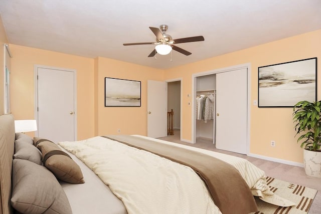 154 E Bacon St Unit B6, Plainville, MA 02762 - bedroom featuring light colored carpet, baseboards, ceiling fan, and a closet