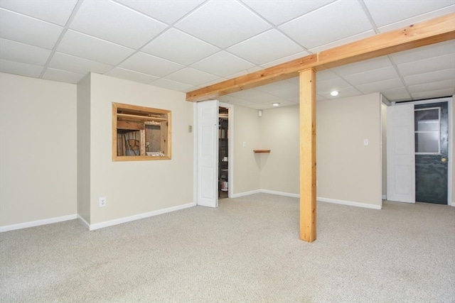 154 E Bacon St Unit B6, Plainville, MA 02762 - finished basement featuring a paneled ceiling, carpet flooring, baseboards, and recessed lighting