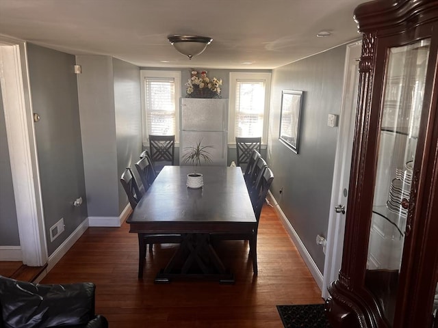 dining area featuring wood-type flooring