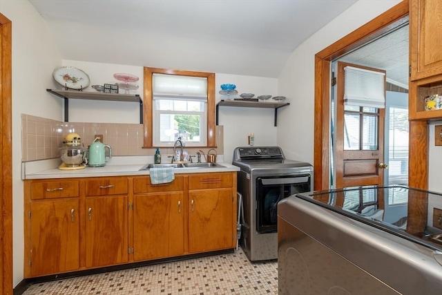 21 Alfred St, Woburn, MA 01801 - washroom featuring washer / clothes dryer, cabinet space, and light floors